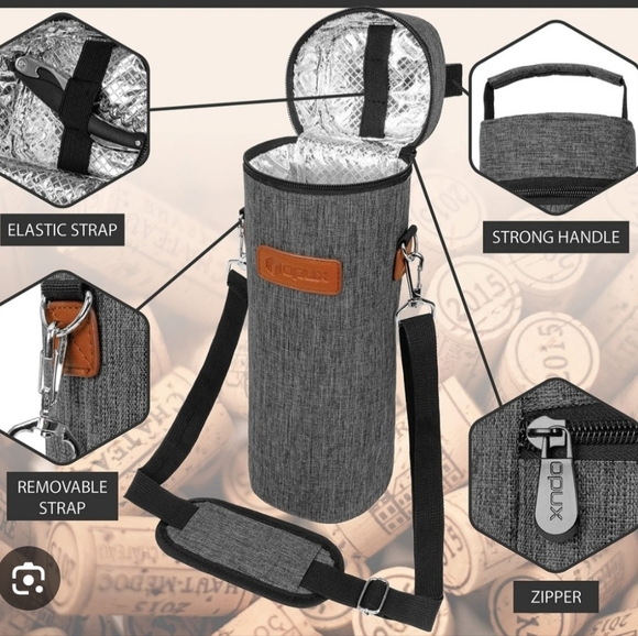 OPU Other - Gray Insulated Wine Carrier Bag